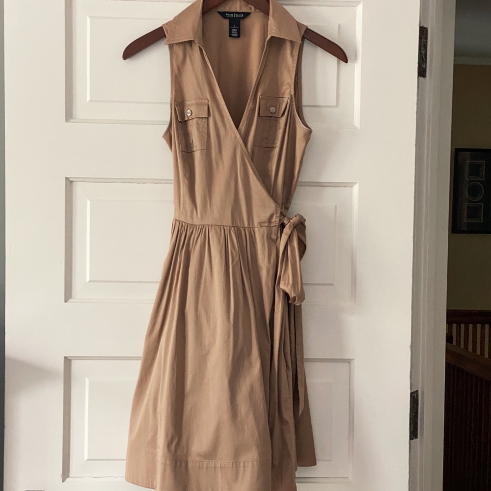Sleeveless collared wrap dress